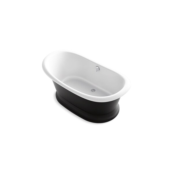 Kohler Soaking Tub, 66-1/8 in L, 32-1/2 in W, White, Cast Iron, Center 21000-P5-0 - main